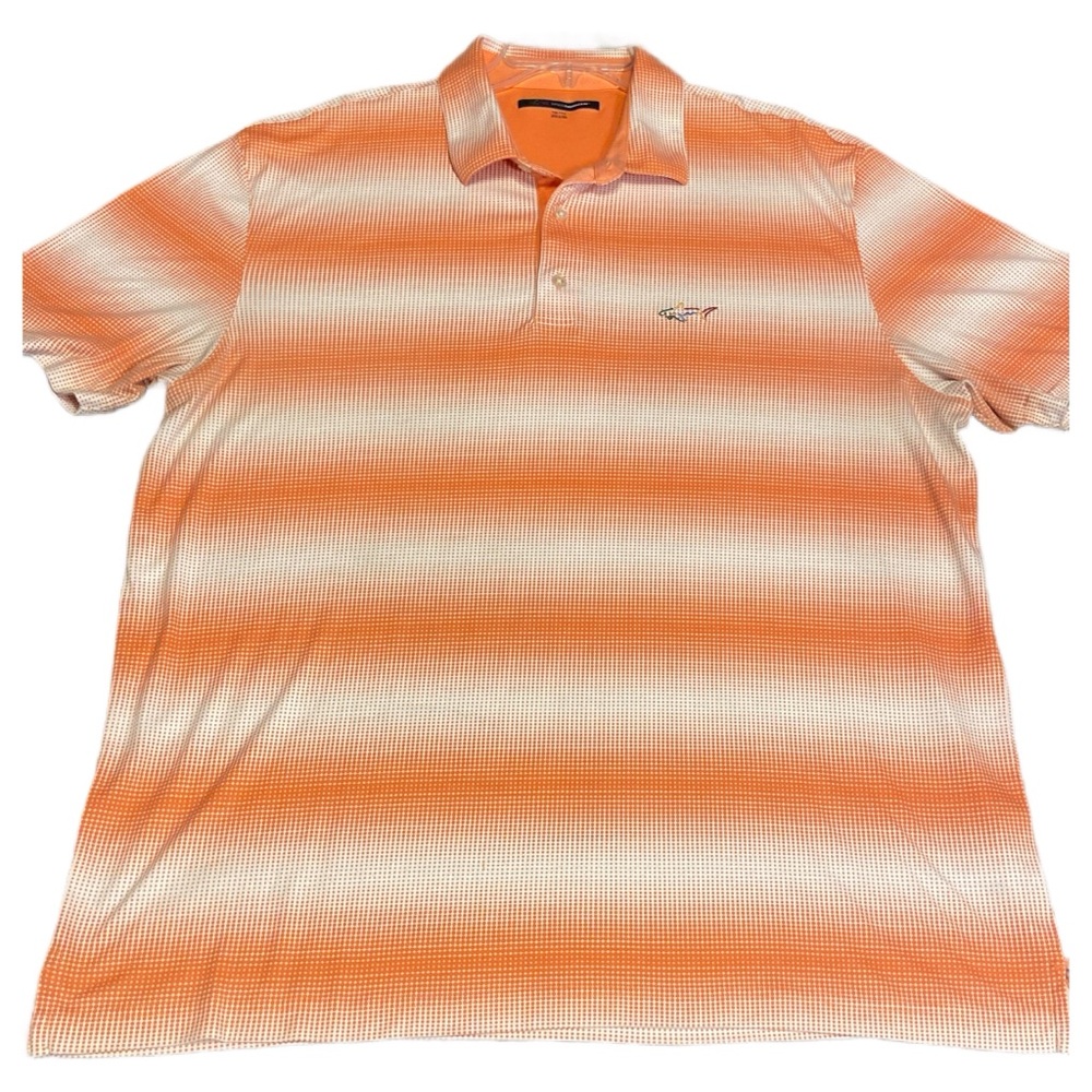 Greg Norman Collection Orange and White Striped Polo Shirt
